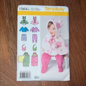 Simplicity Pink & White Butterfly Hooded Cape Sewing Pattern